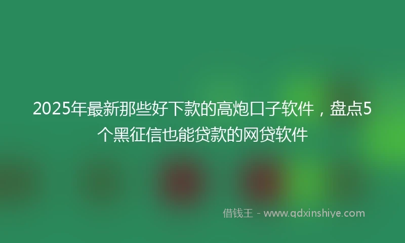 2025年最新那些好下款的高炮口子软件，盘点5个黑征信也能贷款的网贷软件