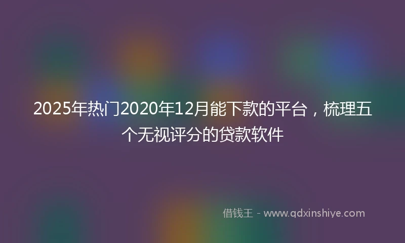 2025年热门2020年12月能下款的平台，梳理五个无视评分的贷款软件