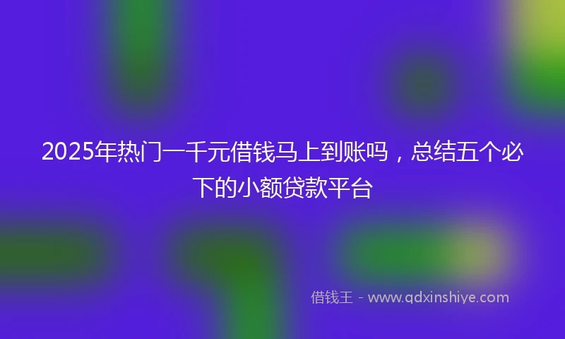 2025年热门一千元借钱马上到账吗，总结五个必下的小额贷款平台