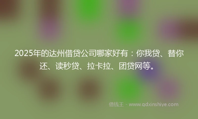 2025年的达州借贷公司哪家好有：你我贷、替你还、读秒贷、拉卡拉、团贷网等。