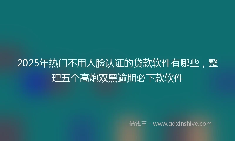 2025年热门不用人脸认证的贷款软件有哪些，整理五个高炮双黑逾期必下款软件