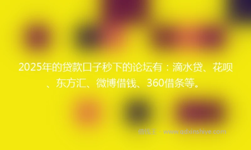 2025年的贷款口子秒下的论坛有：滴水贷、花呗、东方汇、微博借钱、360借条等。