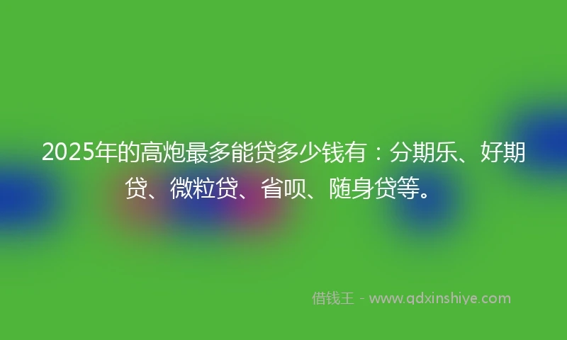 2025年的高炮最多能贷多少钱有：分期乐、好期贷、微粒贷、省呗、随身贷等。