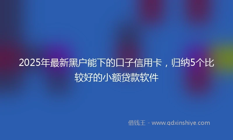 2025年最新黑户能下的口子信用卡，归纳5个比较好的小额贷款软件