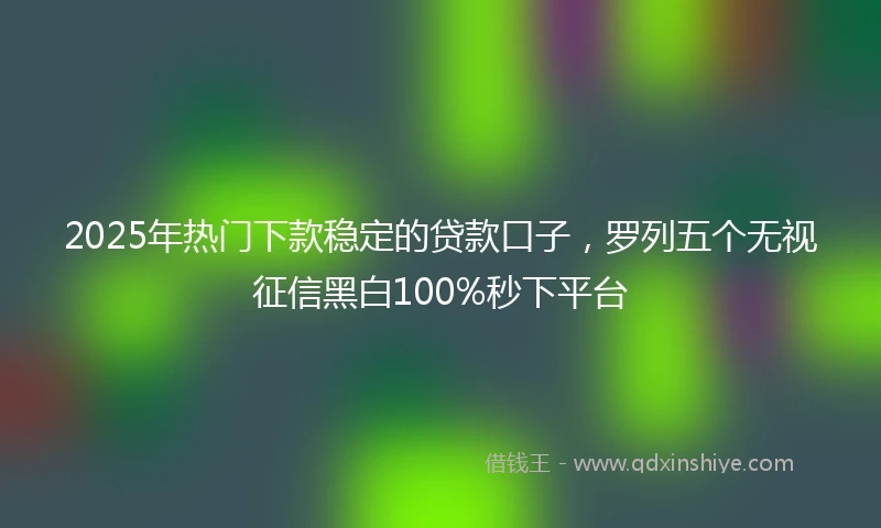 2025年热门下款稳定的贷款口子，罗列五个无视征信黑白100%秒下平台