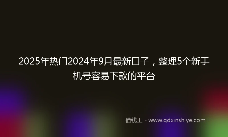 2025年热门2024年9月最新口子，整理5个新手机号容易下款的平台