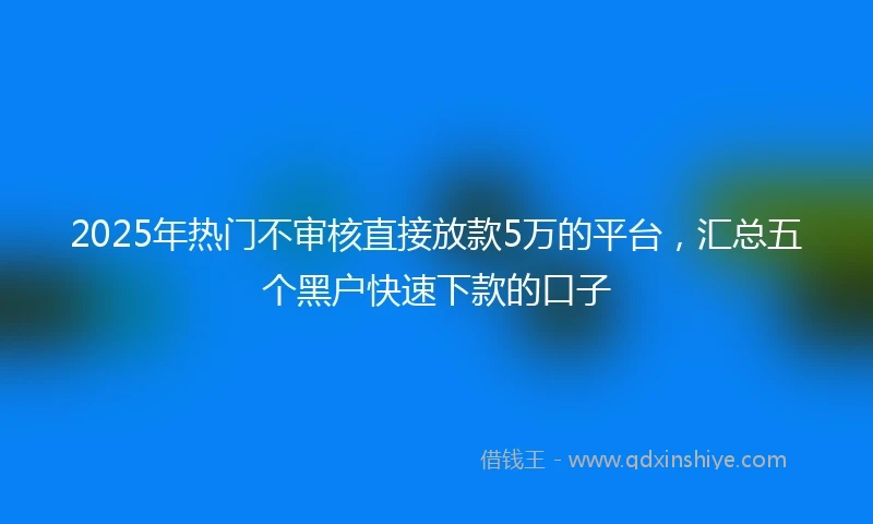 2025年热门不审核直接放款5万的平台，汇总五个黑户快速下款的口子
