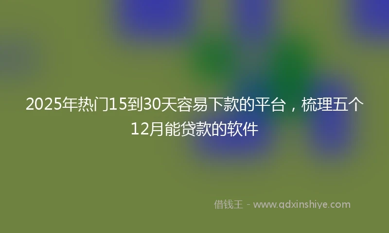 2025年热门15到30天容易下款的平台，梳理五个12月能贷款的软件