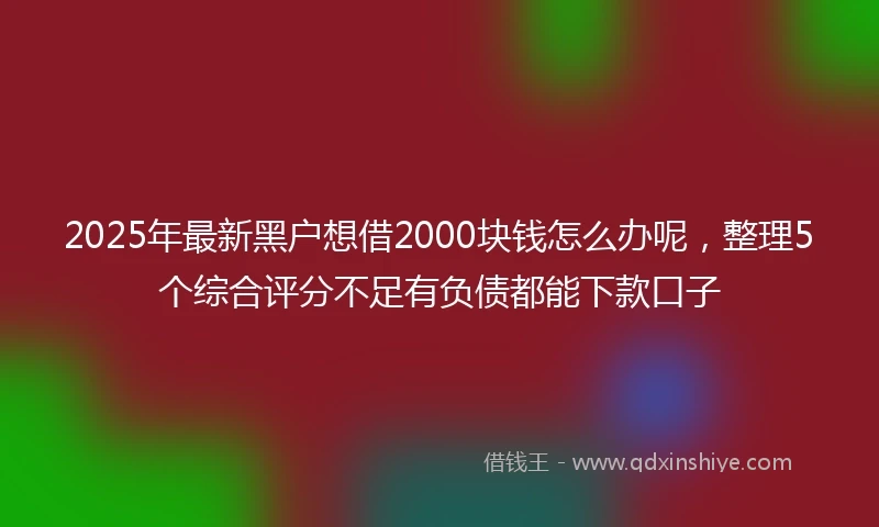 2025年最新黑户想借2000块钱怎么办呢，整理5个综合评分不足有负债都能下款口子