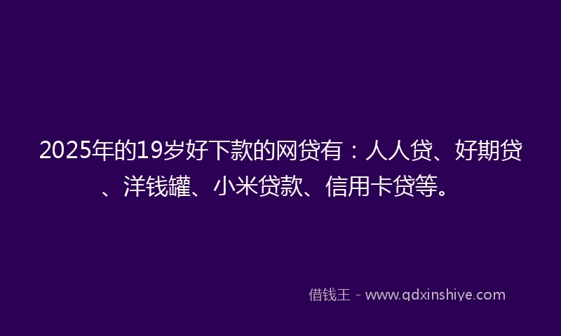 2025年的19岁好下款的网贷有：人人贷、好期贷、洋钱罐、小米贷款、信用卡贷等。