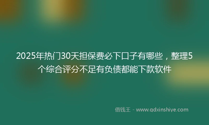 2025年热门30天担保费必下口子有哪些，整理5个综合评分不足有负债都能下款软件