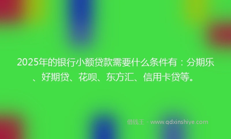 2025年的银行小额贷款需要什么条件有：分期乐、好期贷、花呗、东方汇、信用卡贷等。