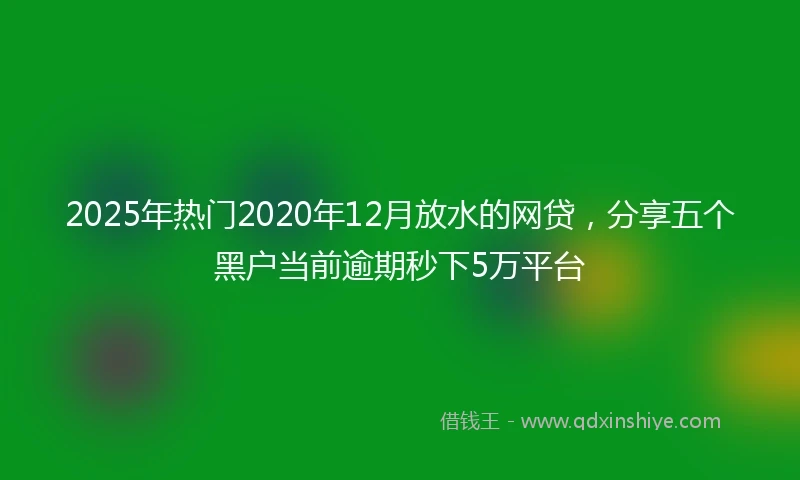 2025年热门2020年12月放水的网贷，分享五个黑户当前逾期秒下5万平台