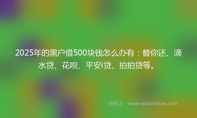 2025年的黑户借500块钱怎么办有：替你还、滴水贷、花呗、平安i贷、拍拍贷等。