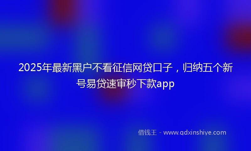 2025年最新黑户不看征信网贷口子，归纳五个新号易贷速审秒下款app