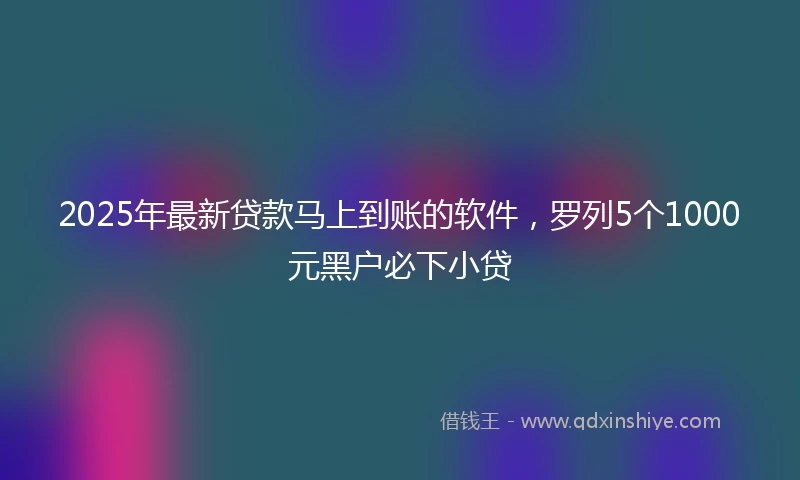 2025年最新贷款马上到账的软件，罗列5个1000元黑户必下小贷