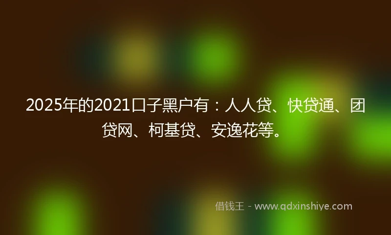 2025年的2021口子黑户有：人人贷、快贷通、团贷网、柯基贷、安逸花等。