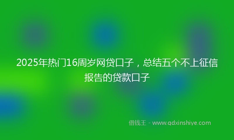 2025年热门16周岁网贷口子，总结五个不上征信报告的贷款口子