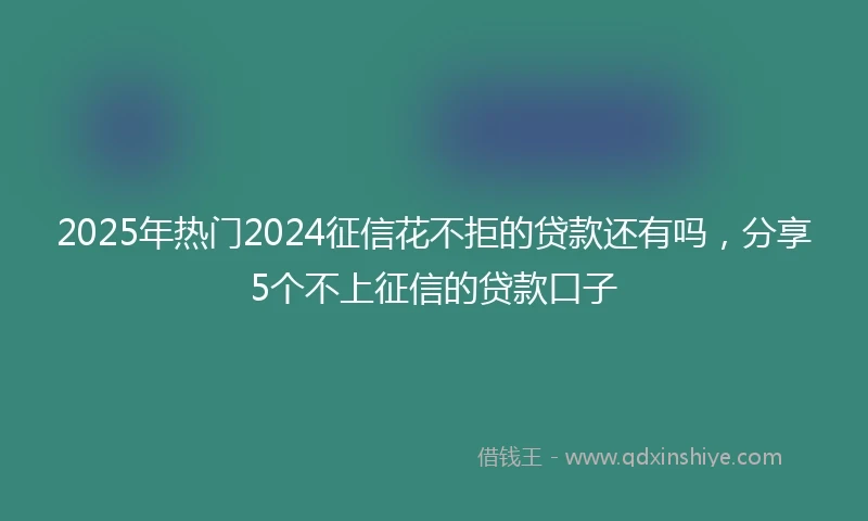 2025年热门2024征信花不拒的贷款还有吗，分享5个不上征信的贷款口子