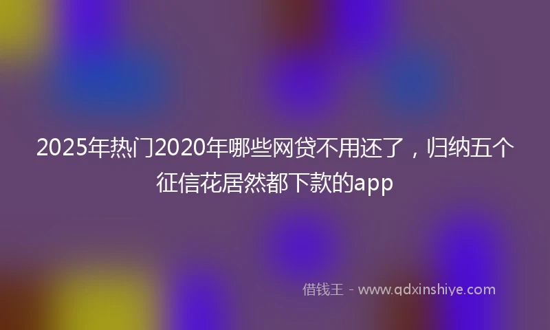 2025年热门2020年哪些网贷不用还了，归纳五个征信花居然都下款的app