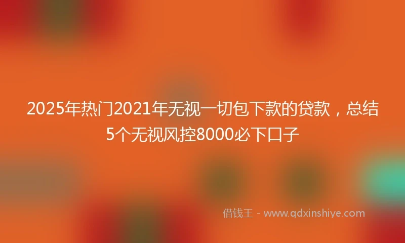 2025年热门2021年无视一切包下款的贷款，总结5个无视风控8000必下口子