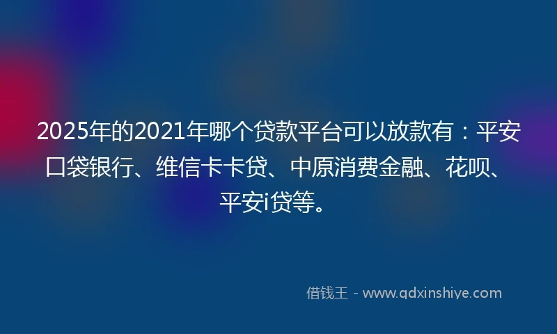 2025年的2021年哪个贷款平台可以放款有：平安口袋银行、维信卡卡贷、中原消费金融、花呗、平安i贷等。