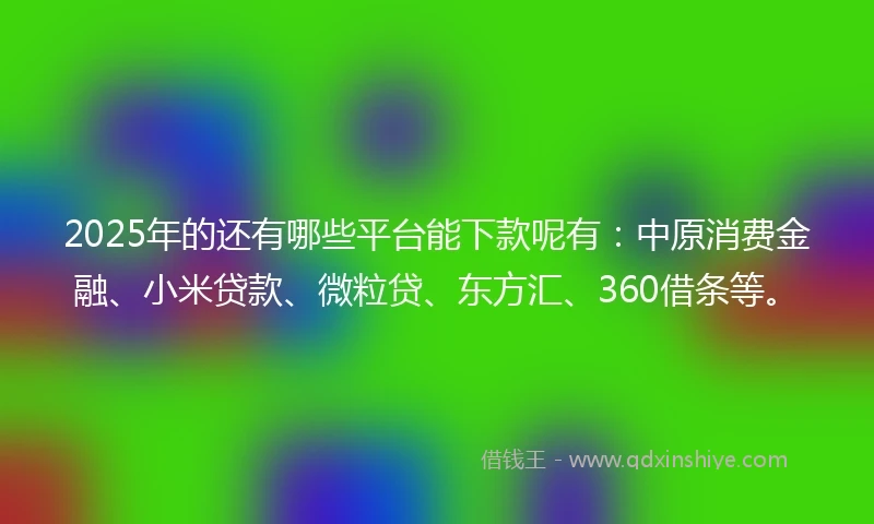 2025年的还有哪些平台能下款呢有：中原消费金融、小米贷款、微粒贷、东方汇、360借条等。