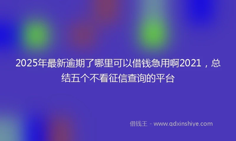 2025年最新逾期了哪里可以借钱急用啊2021，总结五个不看征信查询的平台