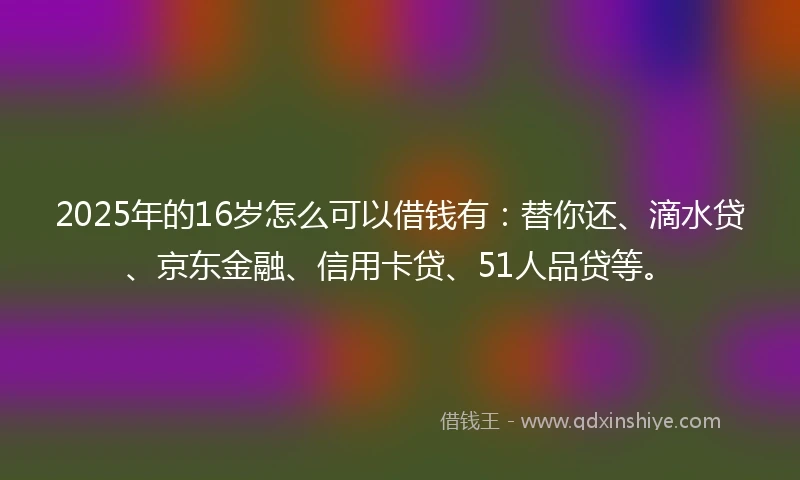 2025年的16岁怎么可以借钱有：替你还、滴水贷、京东金融、信用卡贷、51人品贷等。