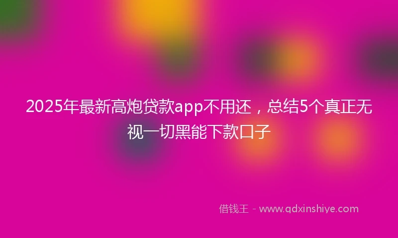 2025年最新高炮贷款app不用还，总结5个真正无视一切黑能下款口子