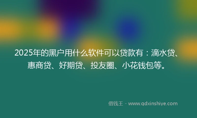 2025年的黑户用什么软件可以贷款有：滴水贷、惠商贷、好期贷、投友圈、小花钱包等。