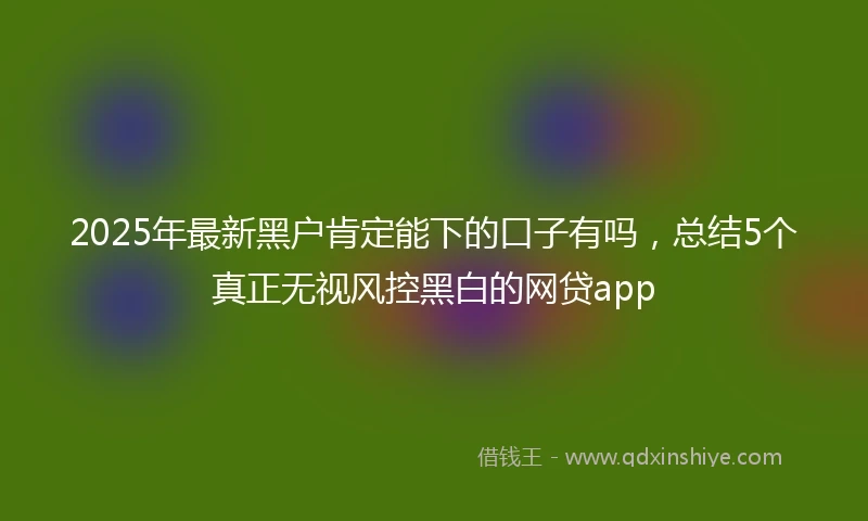 2025年最新黑户肯定能下的口子有吗，总结5个真正无视风控黑白的网贷app