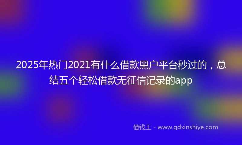 2025年热门2021有什么借款黑户平台秒过的，总结五个轻松借款无征信记录的app
