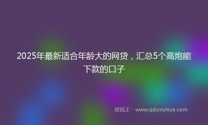 2025年最新适合年龄大的网贷，汇总5个高炮能下款的口子