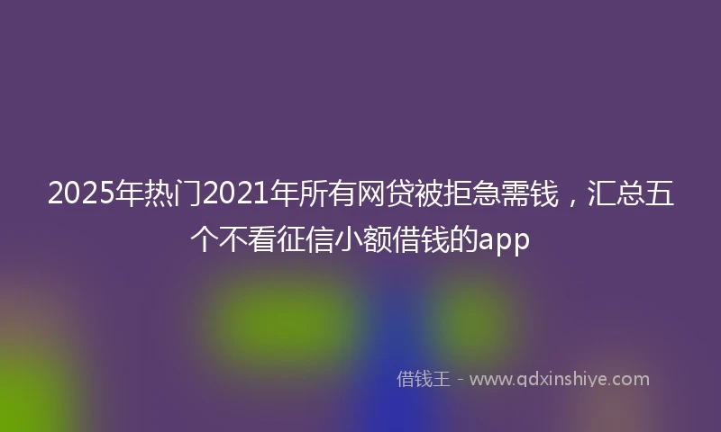 2025年热门2021年所有网贷被拒急需钱，汇总五个不看征信小额借钱的app