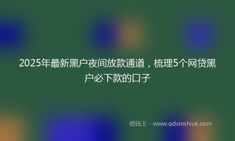 2025年最新黑户夜间放款通道，梳理5个网贷黑户必下款的口子