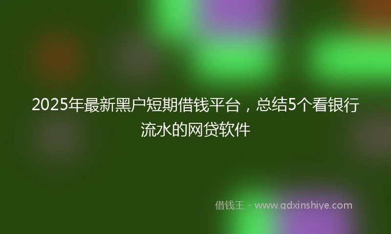 2025年最新黑户短期借钱平台，总结5个看银行流水的网贷软件