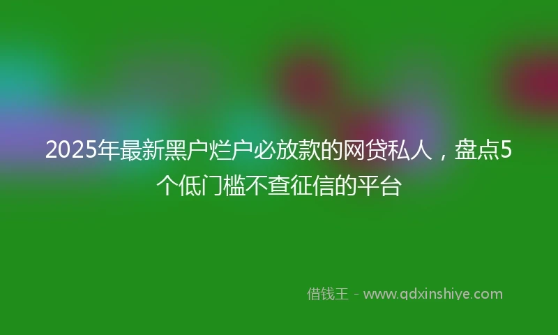 2025年最新黑户烂户必放款的网贷私人，盘点5个低门槛不查征信的平台