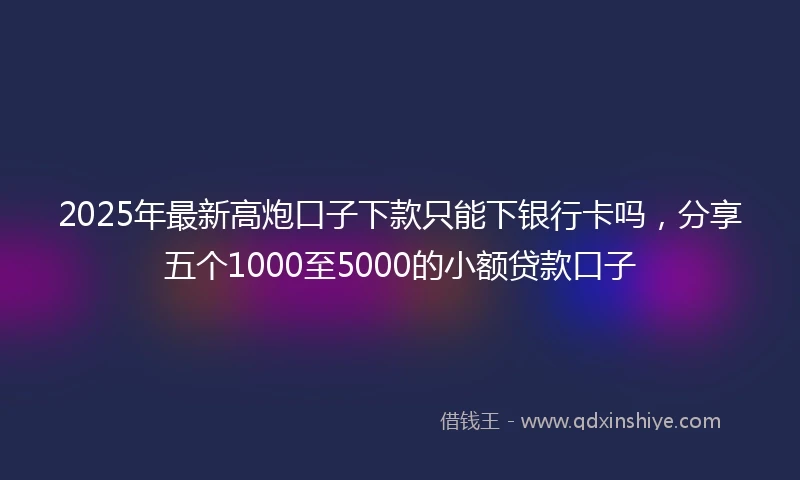 2025年最新高炮口子下款只能下银行卡吗，分享五个1000至5000的小额贷款口子