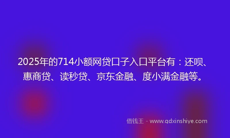 2025年的714小额网贷口子入口平台有：还呗、惠商贷、读秒贷、京东金融、度小满金融等。