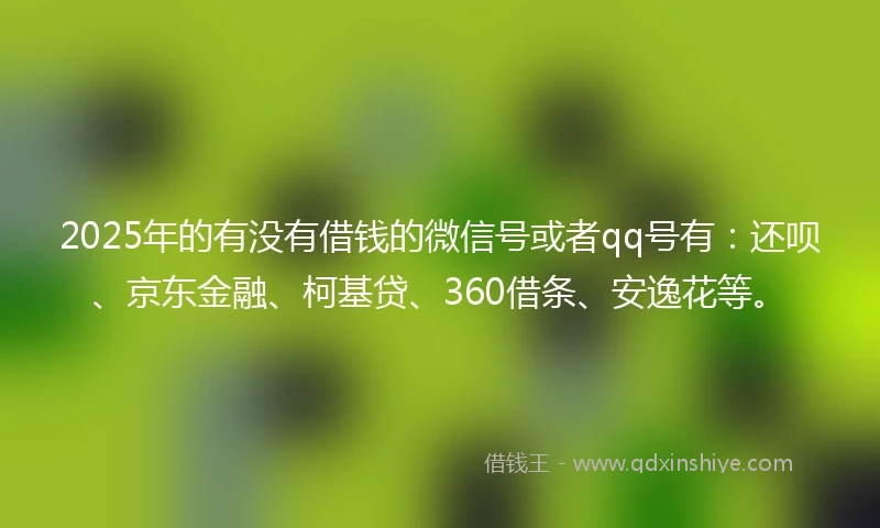 2025年的有没有借钱的微信号或者qq号有：还呗、京东金融、柯基贷、360借条、安逸花等。