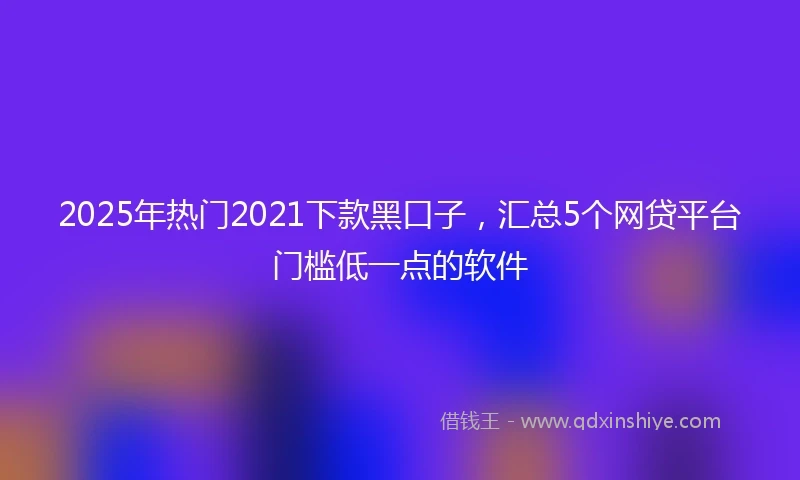 2025年热门2021下款黑口子，汇总5个网贷平台门槛低一点的软件
