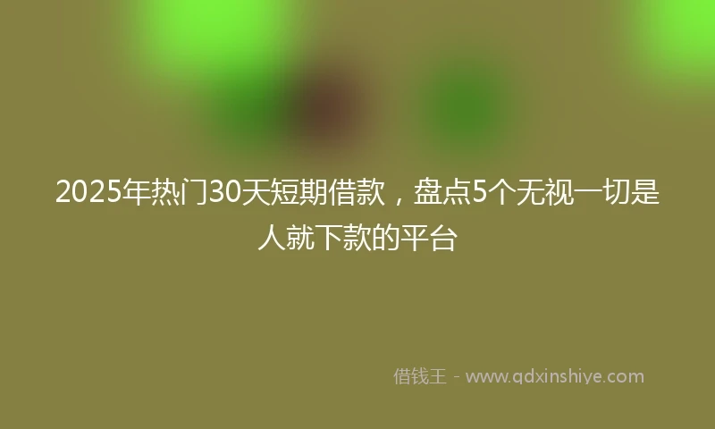 2025年热门30天短期借款，盘点5个无视一切是人就下款的平台