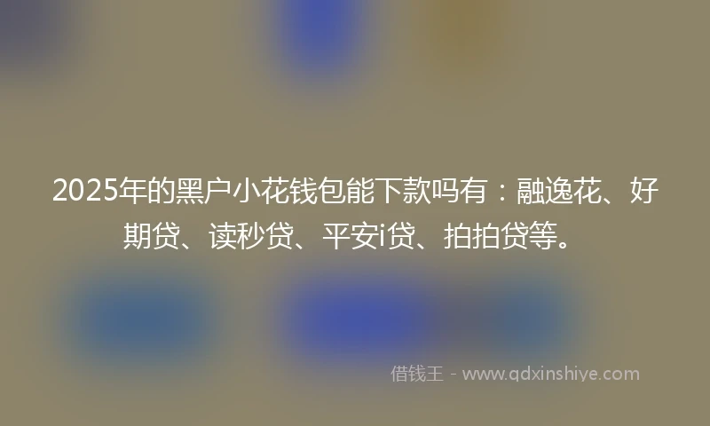 2025年的黑户小花钱包能下款吗有：融逸花、好期贷、读秒贷、平安i贷、拍拍贷等。