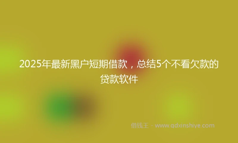 2025年最新黑户短期借款，总结5个不看欠款的贷款软件