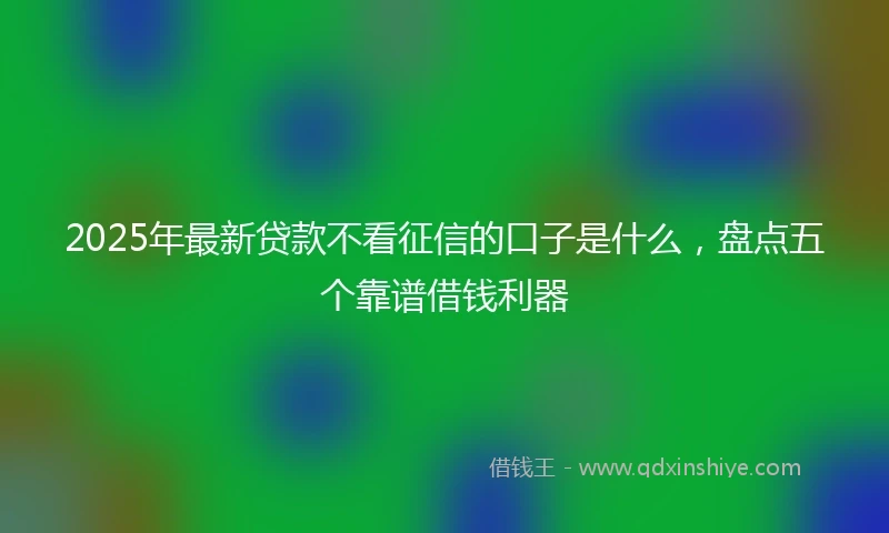 2025年最新贷款不看征信的口子是什么，盘点五个靠谱借钱利器