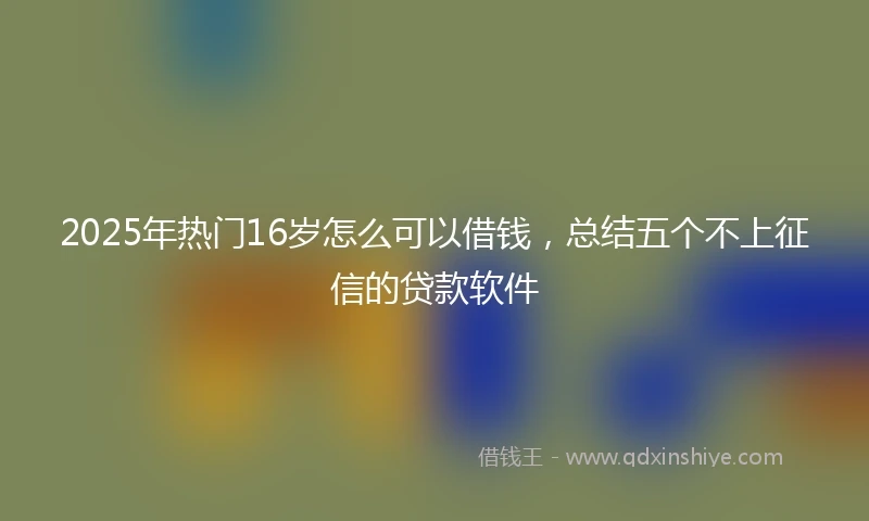 2025年热门16岁怎么可以借钱，总结五个不上征信的贷款软件