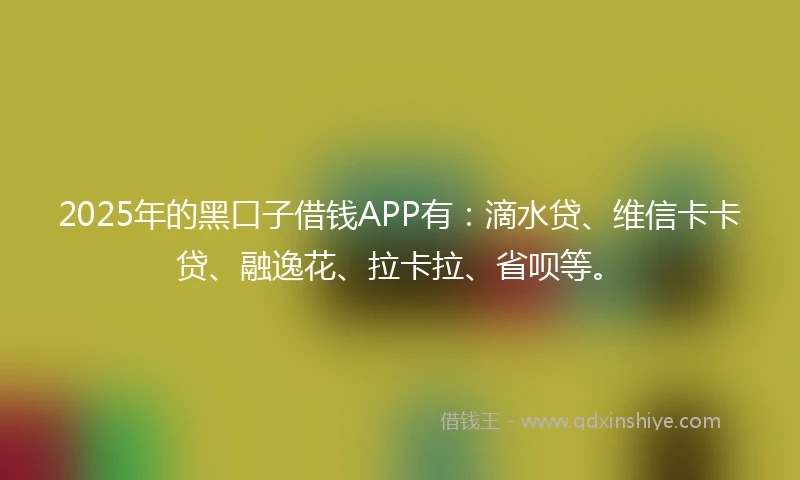 2025年的黑口子借钱APP有：滴水贷、维信卡卡贷、融逸花、拉卡拉、省呗等。