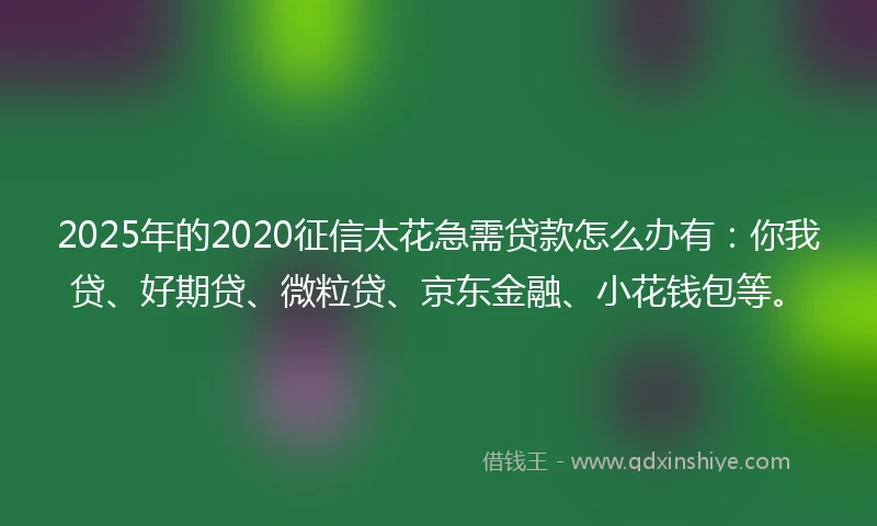 2025年的2020征信太花急需贷款怎么办有：你我贷、好期贷、微粒贷、京东金融、小花钱包等。