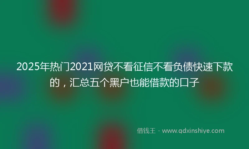 2025年热门2021网贷不看征信不看负债快速下款的，汇总五个黑户也能借款的口子